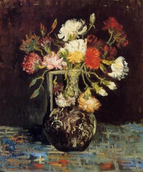 Vincent Van Gogh : Vase with White and Red Carnations